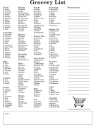 Free Printable Grocery List